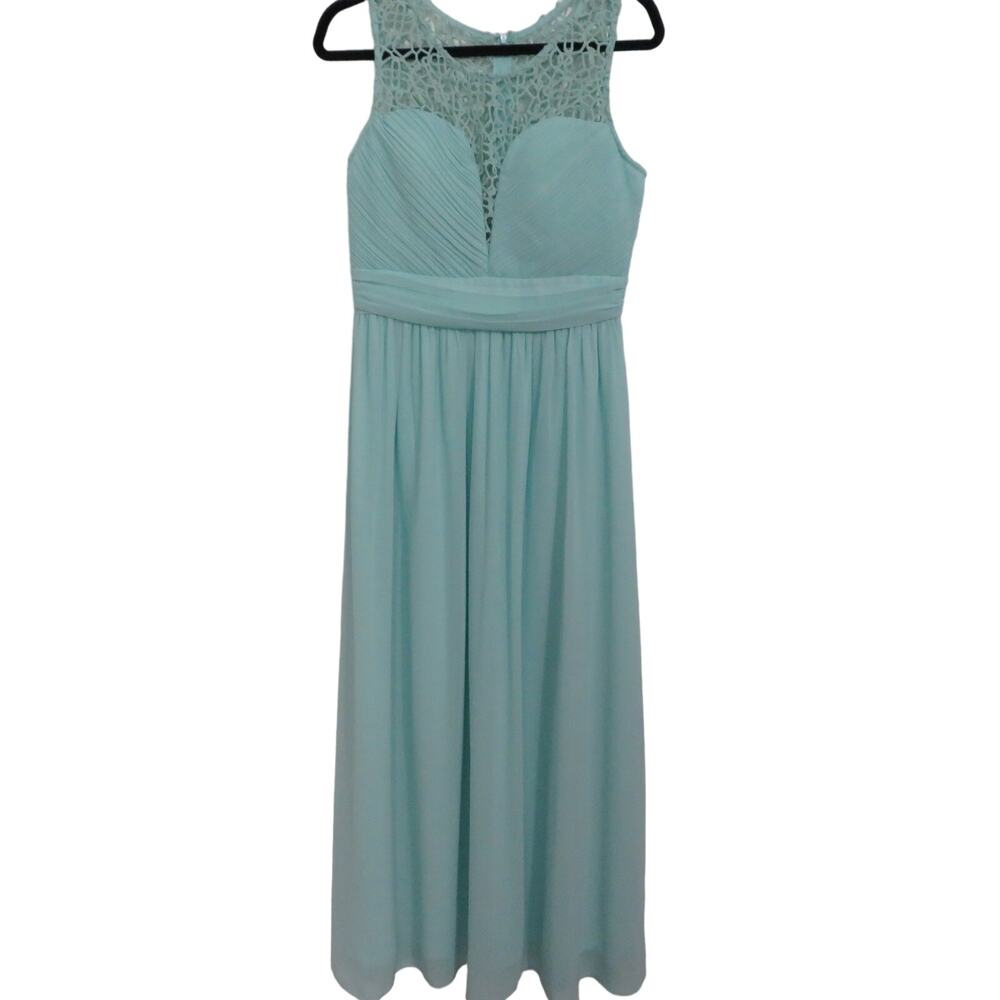 Maniju (Saved by the Dress) Womens Sz L Mint Light Blue Maxi Dress Crochet Top